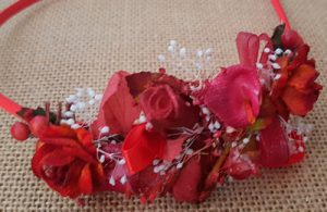 Diadema flores rojo