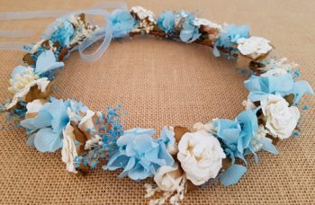Corona hortensias azules